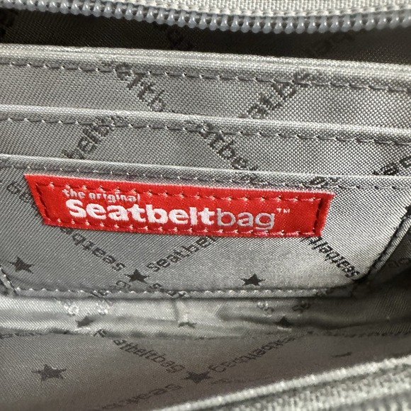 Harvey's Seatbelt Wallet Gray Zip Around 8" Beige Clutch - Picture 8 of 10